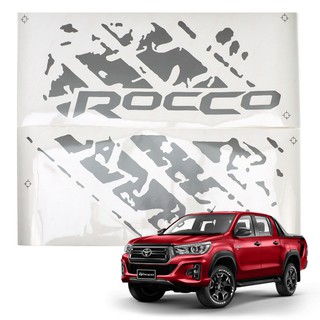 สติ๊กเกอร์ ติดฝากระบะท้าย สีเทาเข้ม "ROCCO" สำหรับ โตโยต้า Toyota ไฮลักซ์ Hilux รีโว่ Revo ร็อคโค่ Rocco SR5 ปี 2019 20