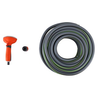 Watering hose PVC+POLYESTER 5/8"X20M GREEN-GRAY-ORANGE PVC+POLYESTER KNITTING HOSE Watering equipment Garden decoration