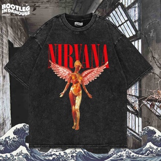 เสื้อยืด พิมพ์ลาย Nirvana BAND WASHING - IN UTERO WASHING VINTAGE TEE สําหรับผู้ชาย | เสื้อยืด โอเวอร์ไซส์S-5XL