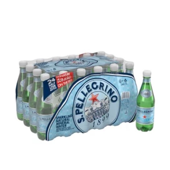 ส่งฟรี พร้อมส่ง (3 ลัง=72 ขวด) San Pellegrino Sparkling Mineral Water 500 ml (PET) น้ำแร่อัดแก๊สธรรมชาติ ขวดพลาสติก