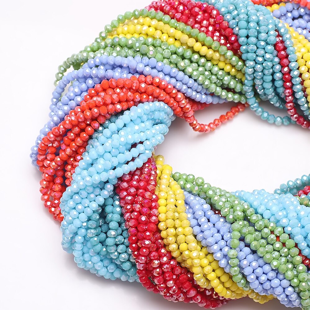 530pcs AB Rondelle หยกลูกปัดออสเตรีย 4 มม.แก้วคริสตัลรอบลูกปัดหัตถกรรมเครื่องประดับทําซัพพลายเออร์อุปกรณ์เสริมเย็บปักถักร้อยขายส่ง