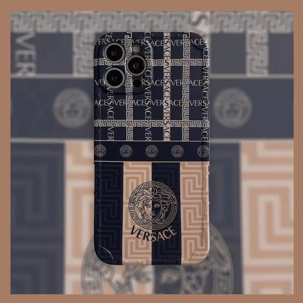 เวอร์ซาเช่ เมดูซ่า เคสไอโฟน Luxury brand Versace phone cases for iphone 13 Pro Max i13 13pro 11 Pro Max i11 iX XS XR Xs MAX i7 i8 SE 7plus 8plus 7 PLUS 8 PLUS 12Pro 12 Pro Max Protective Back Cover