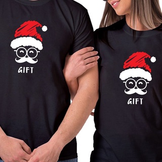 เสื้อยืดผ้าฝ้าย เสื้อยืดคริสต์มาสTii-Rex Christmas Santa Claus Gift Premium Design Unisex Round Neck Cotton T-Shirt