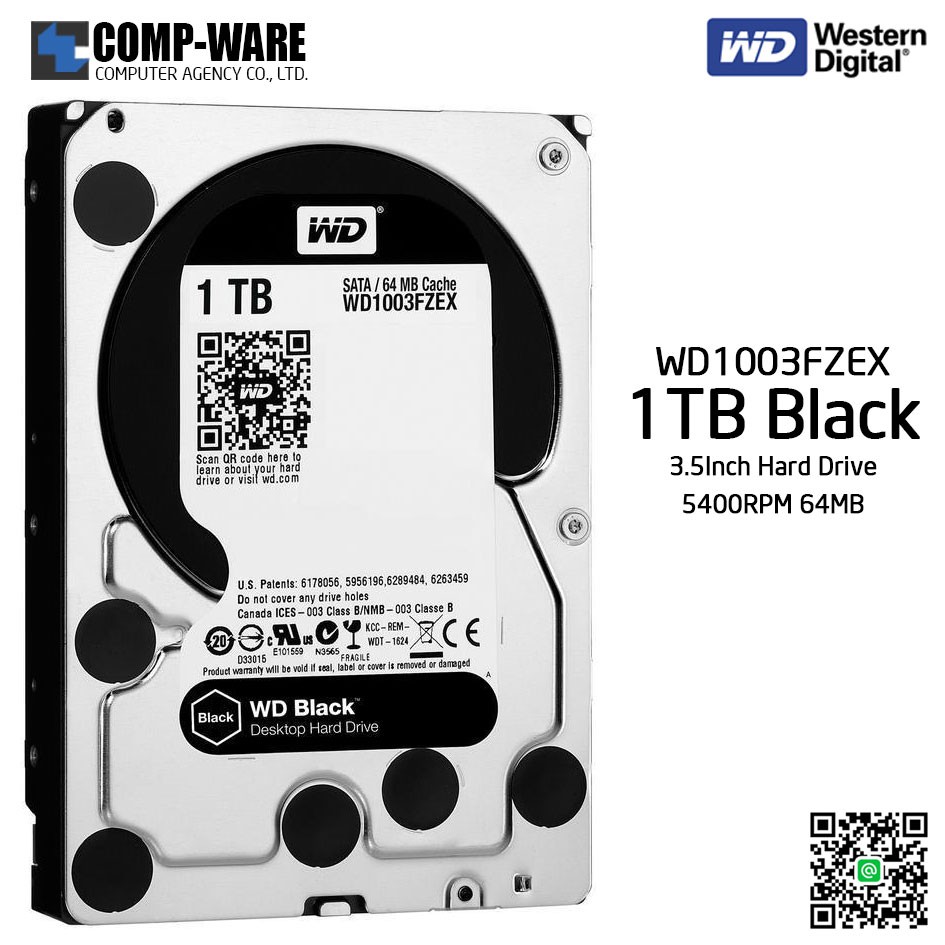 Wd Black 1tb Performance Desktop Hard Disk Drive 70 Rpm Sata 6 Gb S 64mb Cache 3 5 Inch Wd1003fzex Shopee Thailand