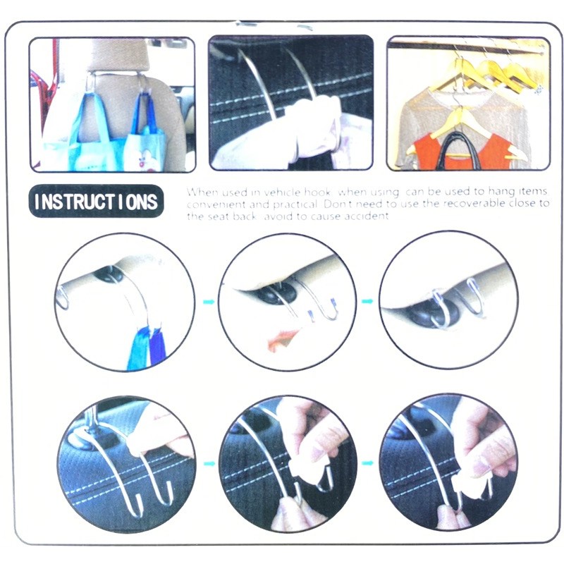 ตะขอแขวนในรถยนต์ แพ็ค 2 ชิ้น ตะขอแขวนของหลังเบาะรถยนต์ ตะขอสแตนเลสแขวนของ ที่แขวนของในรถ ตะขอแขวนของในรถ Hook ฮุกแขวนของ - รูปที่ 3