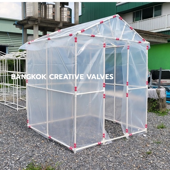 E195-195-235 โรงเรือน โรงเรือนสำเร็จรูป ขนาด หน้ากว้าง 195 X ยาวลึก 195 x สูง 235ซม. โรงเรือนสำเร็จร