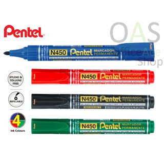 PENTEL Refillable Permanent Marker ปากกามาร์คเกอร์ เพนเทล เติมหมึกได้ #N450