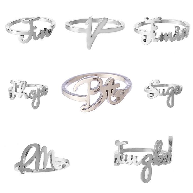 KPOP BTS Titanium Steel Character Ring JK V JIMIN Ring Jewelry