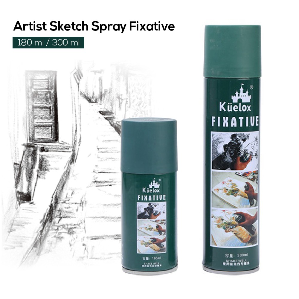 สเปรย์เคลือบภาพ FIXATIVE 180 ml/300 ml. เคลือบผลงานศิลปะ งานวาดรูป งานสี (สเปรย์ไม่เงามัน) Kuelox