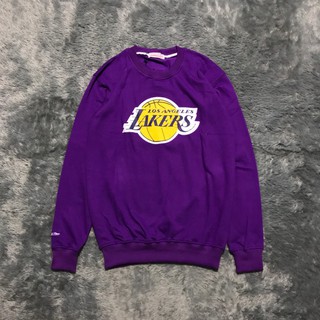 เสื้อกันหนาวคอกลมโลโก้ LAKERS MITCHELL AND NESS คุณภาพสูง