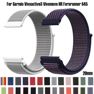 20mm สายนาฬิกา For Garmin Vivoactive 3 Vivomove HR Forerunner 245M/245/645 นาฬิกาอัฉริยะสาย Sport Nylon Loop าข้อมือ สาย