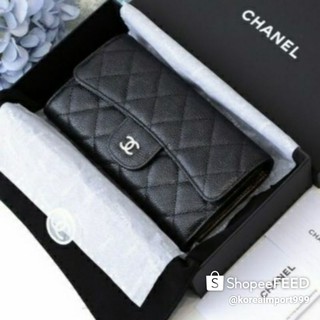 Chanel Caviar Wallet With Silver Hardware