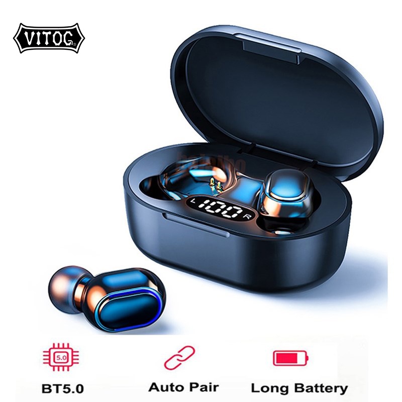 Vitog TWS หูฟังไร้สาย บลูทูธ ตัดเสียงรบกวน พร้อมจอแสดงผล LED สําหรับ Android