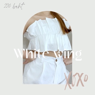 🥂 White wing 🥂 | เสื้อเกะอกระบาย โบว์ผูกด้านหลัง | purrrstyle