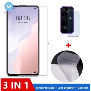 3 IN 1 ฟิล์มกระจกนิรภัยกันรอยหน้าจอ เลนส์กล้อง ด้านหลัง สําหรับ Huawei Y7A Y7 Y7P Y8P Y6P Y5P Y9S Y9 Y7 Y6S Y9A Y6 Pro Prime 2019 2020 Huawei Nova 3i 7 7SE 7i 5T P30 P40