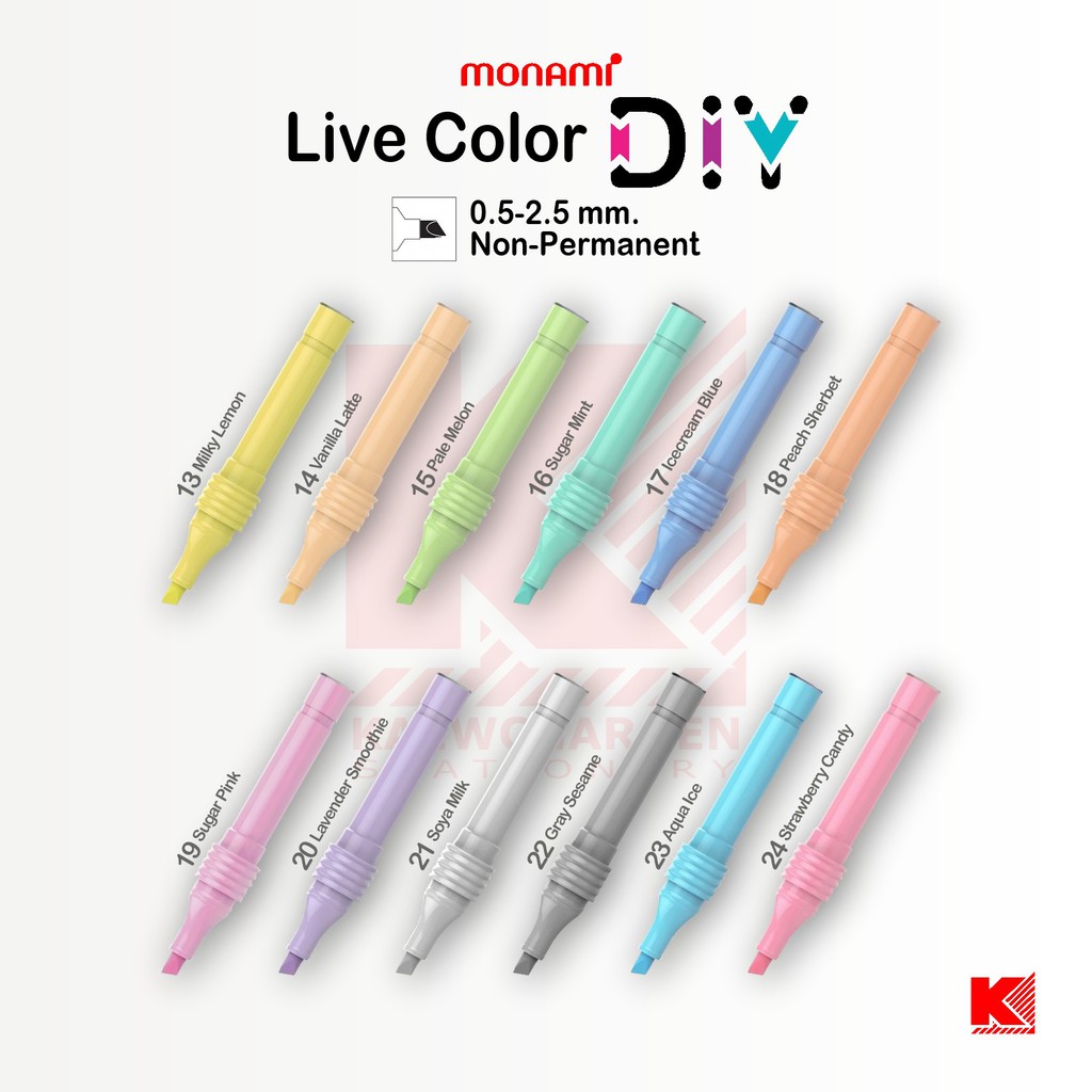 ปากกาเมจิก Monami Live Color DIY ปากตัด
