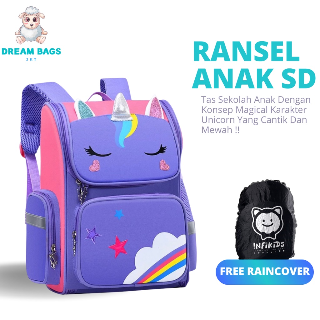Dream Bags Unicorn DB School Bags 160942 กระเป๋าเด็กผู้หญิงขนาดประถม - กระเป๋าเป้เด็ก