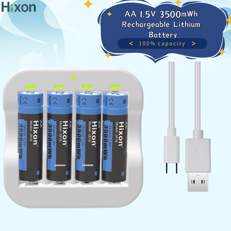 Hixon Aa Li Ion Rechargeable Batteries 1 5v High Capacity Of 3500mwh Super Durable Good Energy