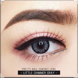 (1)(2) Little Chimmer Gray / mini Icy-x Gray มินิ สีเทา เทา ตัดขอบ ขอบดำ โทนแบ๊ว สดใส Pretty Doll คอนแทคเลนส์ มินิ สายตา