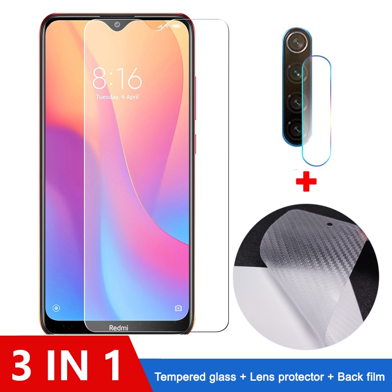 3-in-1 ฟิล์มกระจก Redmi Note 8 กระจกนิรภัย Xiomi Redmi Note 8A 7 6 8 7A Mi 9T 9 Pro ป้องกันหน้าจอ ฟิล์มกระจกกันเลนส์กล้อง & ฟิล์มหลัง