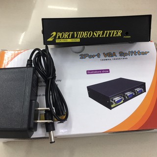 VGA SWITCH 1*2 ( 2 PORT ) ตัวต่อ VGA เข้า 1ออก2ทาง (BLACK )สัญญานดีทนทานได้มาตรฐาน