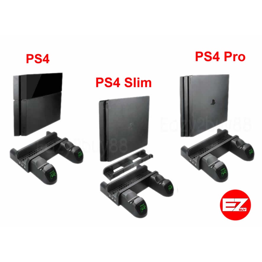 ขาตั้งเครื่องPs4 pro,Ps4 slim, Ps4ชาร์จจอย[มีไฟLEDโชว์] มีพัดลม ช่องวางเกม