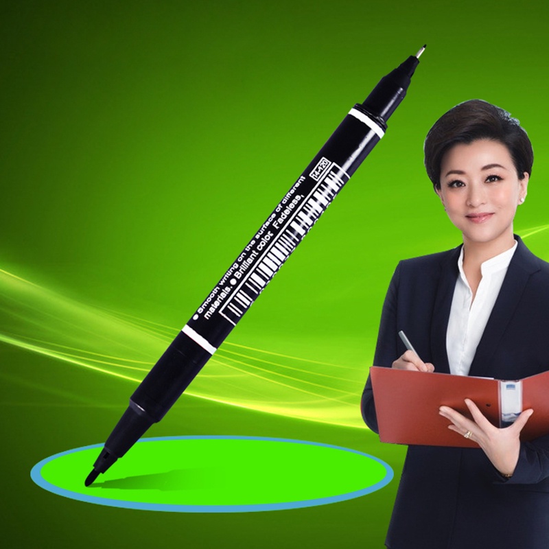 ปากกามาร์กเกอร์ แบบคู่ ขนาด 0.6 มม. 1.2 มม. สีดํา
