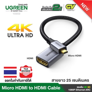 UGREEN รุ่น 10553 อะแดปเตอร์ Micro HDMI to HDMI Male to Female รองรับ 4K 3D 1980x1080 Ethernet ARC