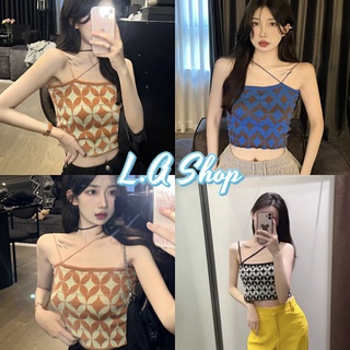 L.A Shop พร้อมส่ง เสื้อสายเดี่ยวไหมพรมสายคาดหน้า ดีเทลลายเสื้อเก๋ๆ "3193"