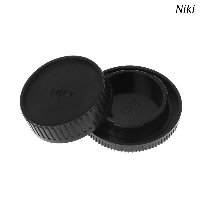Niki Rear Lens Body Cap Camera Cover Set Dust Screw Mount Protection Plastic Black Replacement for Minolta MD X700 DF-1 – โปรปัง