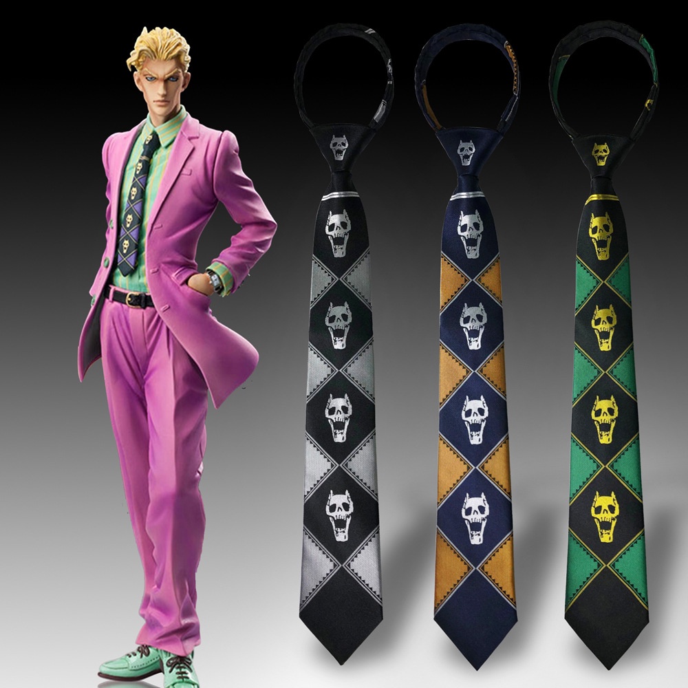 เครื่องแต่งกายคอสเพลย์ JoJo's Bizarre Adventure KILLER QUEEN Kira Yoshikage Skull Neck Tie JoJo's Bi