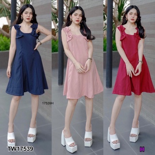 เดรสแขนกุดไหล่ติดโบว์ 2 ข้าง TT17539