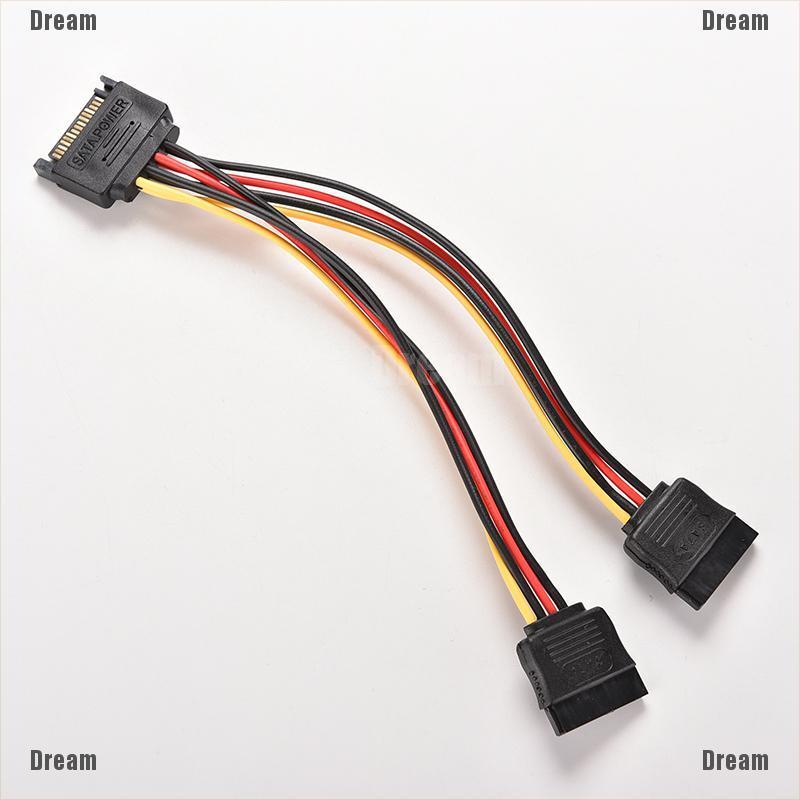 <Dream> ตัวแยกพลังงาน 15 Pin SATA ตัวผู้ เป็น SATA ตัวเมีย 1:2 Y