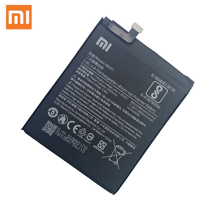100 Original Phone Battery For Redmi Note 5A Prime S2 Battery Xiaomi Mi ...