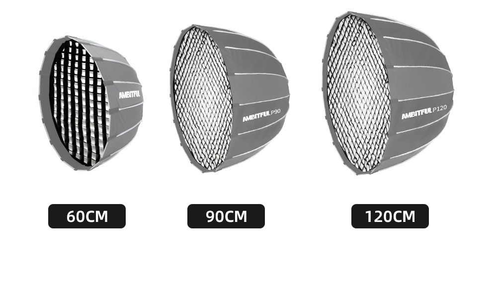 Ambitful ซอฟท์บ็อกซ์ ลายรังผึ้ง 60 ซม. 90 ซม. 120 ซม. สําหรับ Godox AMBITFUL Aputure Nanlite Neewer Deep Parabolic Softbox Grid