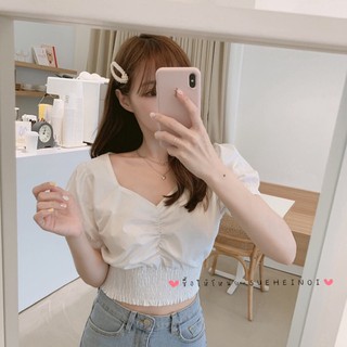 SHN เสื้อจีบครอปหน้าอก รุ่น L20-08