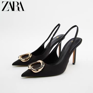 Zara ใหม่ รองเท้าส้นสูง หัวแหลม สําหรับผู้หญิง 2022