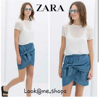 Zara : Denim Crossover Skirt With Bow