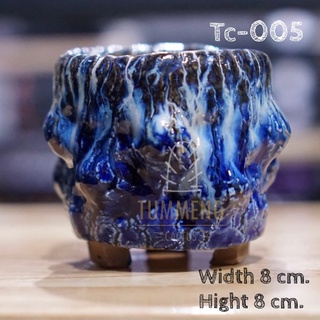 กระถางดินเผาเคลือบสีเซรามิคแฮนเมคทรงถ้วย  Ceramic Handmade(1ชิ้น)