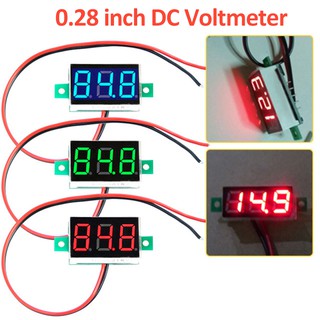 0.28 นิ้วจอแสดงผลดิจิตอล DC โวลต์มิเตอร์ 2.5-30 โวลต์ปรับ 2 สายรถยนต์พลังงานมือถือเครื่องทดสอบแรงดันไฟฟ้าสีแดงสีเขียวสีฟ้าเมตรแรงดันไฟฟ้า