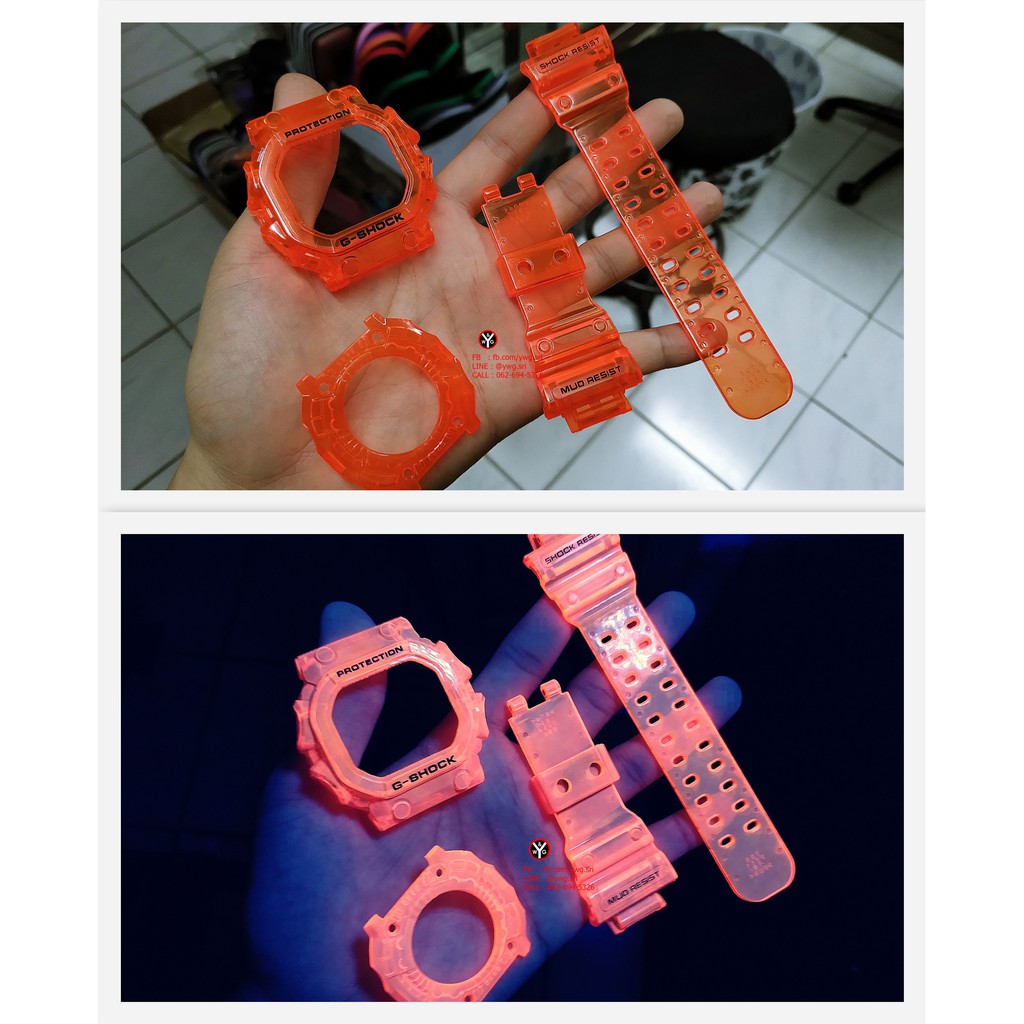 กรอบสาย(ใส) G-SHOCK สีส้มสะท้อนแสง ใส่ได้รับรุ่น GX-56 สายนาฬิกาข้อมือ สินค้าคุณภาพ