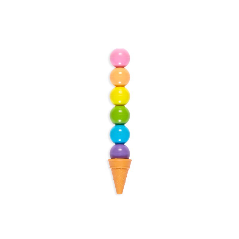 🍦สีเปลี่ยนไส้ไอติม ลบได้ !!1 แท่ง มี6 สี พร้อมยางลบ น่ารักมาก นำเข้าจากอเมริกา🇱🇷 พร้อมส่ง Rainbow scoop stacking crayons
