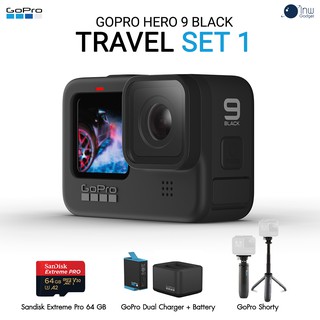 Gopro Hero 9 Black Travel Set 1 (Sandisk Extreme Pro 64GB, GoPro Shorty, แท่นชาร์จ และ แบตเตอรี่ GoPro) ศูนย์ไทย