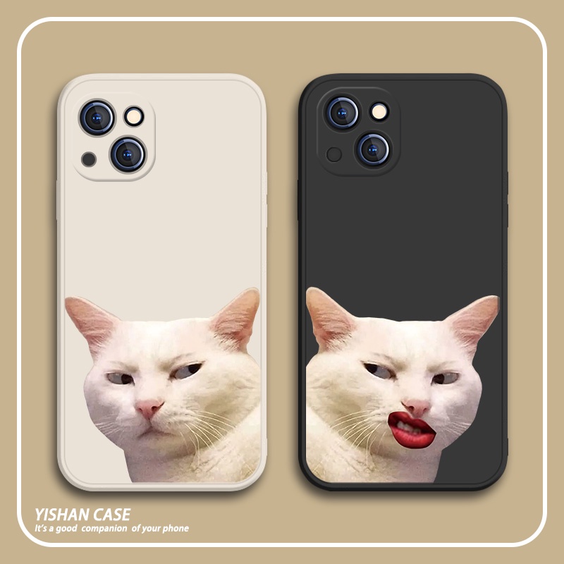 เคสโทรศัพท์มือถือ กันกระแทก ลายแมวเอียง สําหรับ Iphone 13 Pro 11 Pro Max Xr 6s 7 8 Plus 12 Mini 12 Pro Xs 14 Max