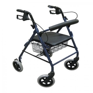 Triple รถหัดเดิน Rollator ล้อ 8 นิ้ว มีเบรกมือ - สีน้ำเงิน