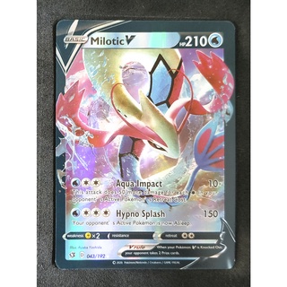 Milotic V Card มิโลคารอส 043/192 Pokemon Card Gold Flash Light (Glossy) ภาษาอังกฤษ