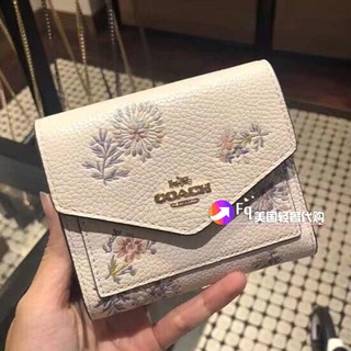 อเมริกันซื้อใหม่coachCOACH กระเป๋าสตางค์หญิงย่อหน้าสั้นๆกระเป๋าสตางค์สามพับซองกระเป๋าสตางค์หนังแพคเกจบัตรขนาดเล็ก