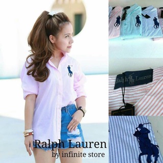 Polo by Ralph Lauren Striped Large Pony Classic Shirt ทรง classic