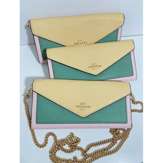 🍬Coach6685 Slim Envelope Wallet With Chain In Colorblock