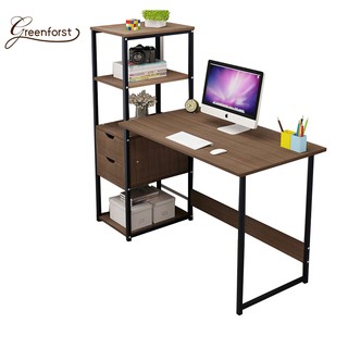 Greenforst โต๊ะทำงาน โต๊ะคอมพิวเตอร์ พร้อมชั้นวางหนังสือด้านข้าง ลิ้นชัก2 ช่อง รุ่น 2171/2194